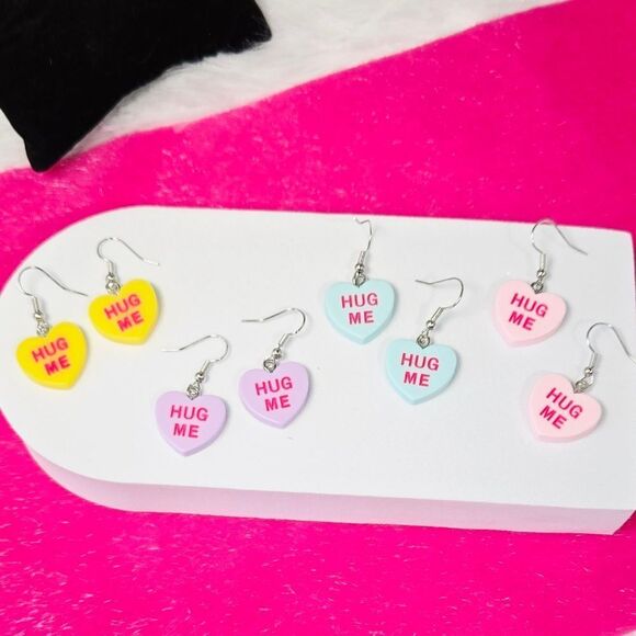 Boutique Jewelry - 2/$25 Nostalgic Candy Heart Resin Dangle Earrings 💖 Hug Me Conversation Hearts